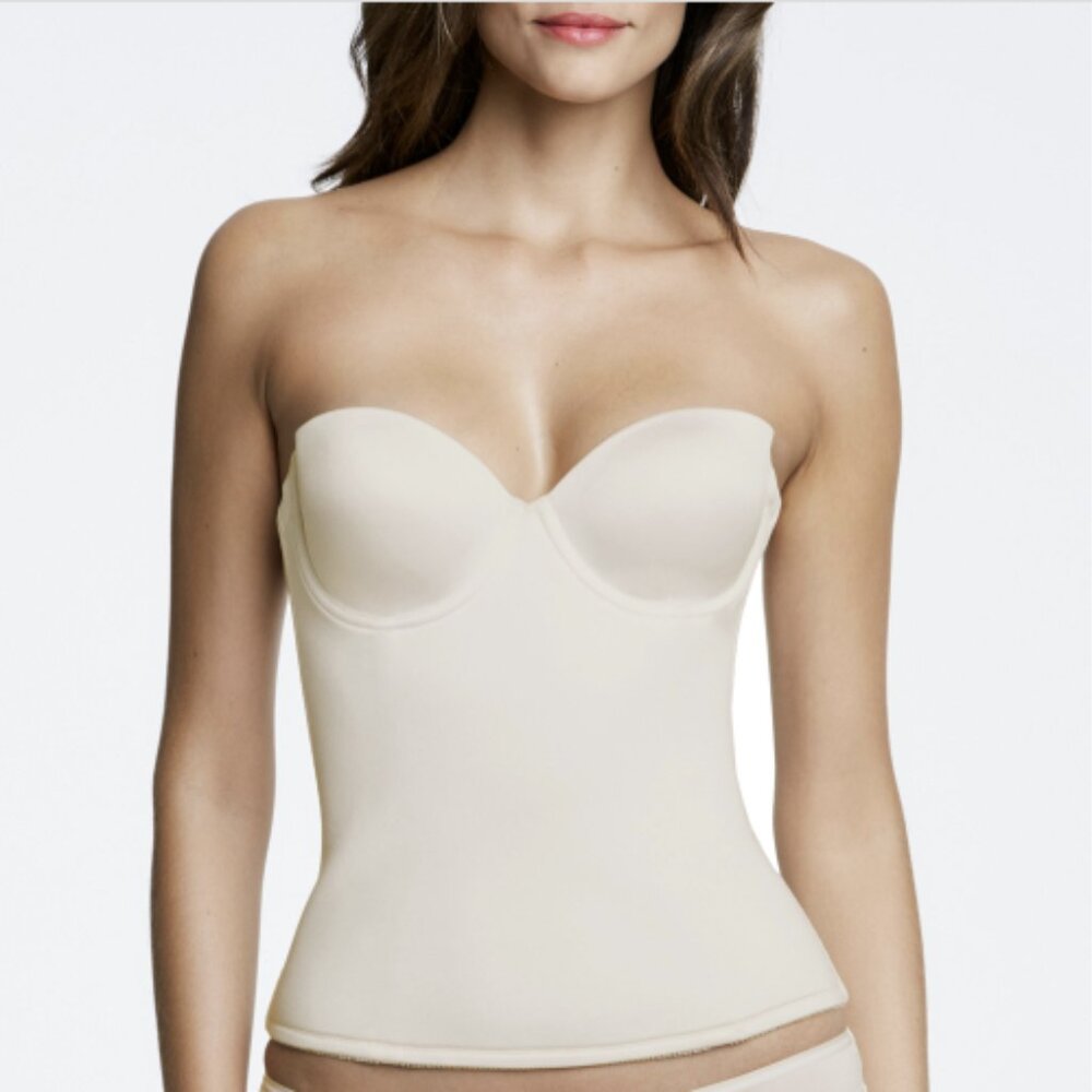 Plus Size Women's Paige Seamless Padded Longline Bra by Dominique in Bone38C NWT